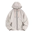 thumbnail image 1 of Maqroz Mens Sun Jacket UPF 50++ Hoodie Full Zip UV Protection SPF Cooling Lightweight Hoodie with Pockets Summer Adjustable Quick Dry Athletic Track Jacket Hiking Fishing Outdoor Beige XXXL, 1 of 4