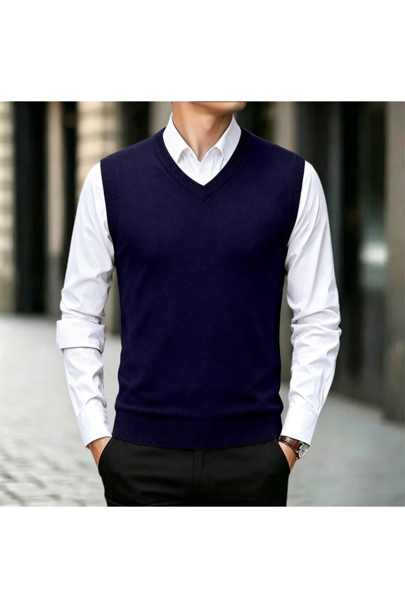 Mens Sweater Vest V Neck Button Down Sleeveless Cardigan Argyle Diamond Cable Knit Waistcoat with Front Pockets Gentlemen Business Casual Fall Winter Outerwear