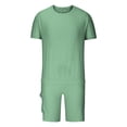 thumbnail image 1 of Maqroz Mens Sweatsuits 2 Piece Set Summer Solid T-Shirt and Shorts Sets Casual Crew Neck Short Sleeve Top with Elastic Waist Bottoms Lightweight Soft Blend Everyday Loungewear Outfit, 1 of 4