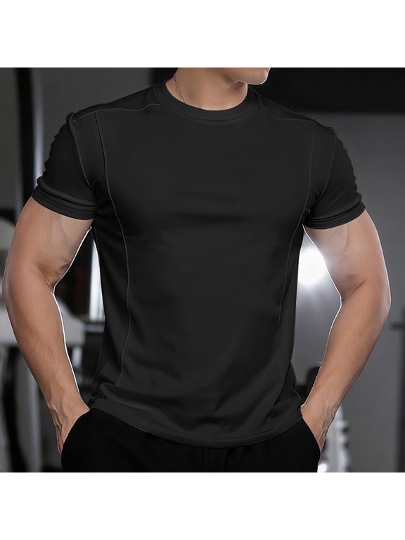 Mens T Shirts Short Sleeve Workout Tops Athletic Crewneck Undershirt Casual Base Layer Muscle Training Pullover Activewear Streetwear Apparel