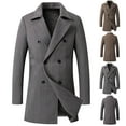 thumbnail image 1 of Maqroz Mens Trench Coat Vintage Pattern Coats Double Breasted Notched Collar Jacket Windbreaker Mid Length Overcoat Fall Winter Classic Overcoats with Pockets, 1 of 9
