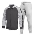 thumbnail image 1 of Maqroz Mens Two Piece Tracksuit Matching Sets Colorblock Full Zip Up Jackets Tapered Jogger Sweatpants Casual Athletic Activewear Suits Basic Sweatsuits for Gym Workouts, 1 of 8