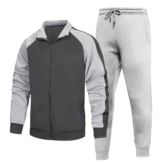Maqroz Mens Two Piece Tracksuit Matching Sets Colorblock Full Zip Up Jackets Tapered Jogger Sweatpants Casual Athletic Activewear Suits Basic Sweatsuits for Gym Workouts