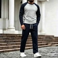 thumbnail image 1 of Maqroz Mens Two Piece Tracksuit Matching Sets Contrast Raglan Sleeve Pullover Straight Leg Sweatpants Casual Athletic Activewear Suits Textured Sweatsuits, 1 of 9