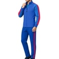 thumbnail image 1 of Maqroz Mens Two Piece Tracksuit Sets Contrast Raglan Sleeve Zip Up Jacket Side Stripe Sweatpants Casual Athletic Activewear Outfits for Morning Running, 1 of 7