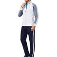 thumbnail image 1 of Maqroz Mens Two Piece Tracksuit Sets Contrast Raglan Sleeve Zip Up Jacket Side Stripe Sweatpants Casual Athletic Activewear Outfits for Morning Running, 1 of 7