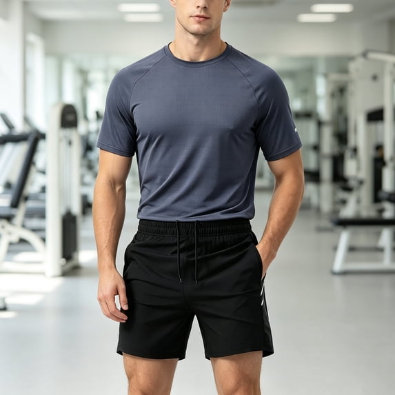 Maqroz Mens Two Piece Workout Sets Short Sleeve Crewneck T-Shirts Drawstring Shorts Casual Athletic Activewear Solid Gym Suits Summer Outfits