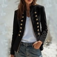 thumbnail image 1 of Maqroz Napoleon Jacket for Womens Stand Collar Long Sleeve Double Breasted Outerwear Gold Decor Buttons Tailored Structured Dressy Jacket for Evening Occasions, 1 of 7