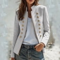 thumbnail image 1 of Maqroz Napoleon Jacket for Womens Stand Collar Long Sleeve Double Breasted Outerwear Gold Decor Buttons Tailored Structured Dressy Jacket for Evening Occasions, 1 of 7