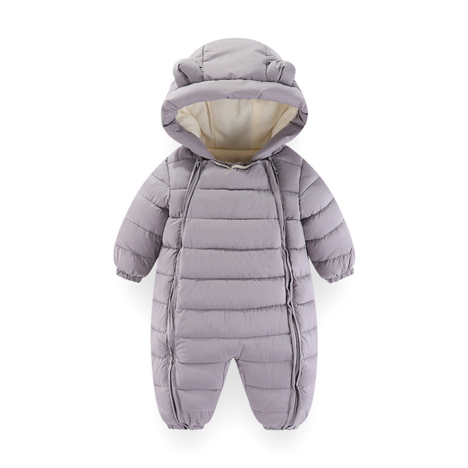 Maqroz Newborn Snowsuit One Piece Infant Puffer Jumpsuit with Hood Thermal Girls Boys Winter Snow Suit Warm Zip Up Cozy Quilted Coat Cozy Down Jackets Cold Weather Clothes Outerwear, Sizes 3M-2T
