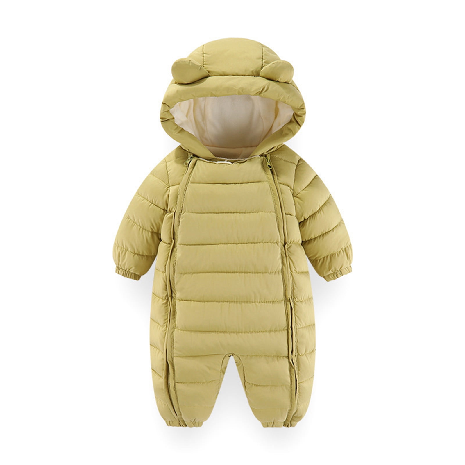 Maqroz Newborn Snowsuit One Piece Infant Puffer Jumpsuit with Hood Thermal Girls Boys Winter Snow Suit Warm Zip Up Cozy Quilted Coat Cozy Down Jackets Cold Weather Clothes Outerwear, Sizes 3M-2T