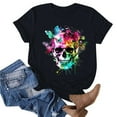 thumbnail image 1 of Maqroz Oversized Graphic Tshirts for Women Vintage Band Rock Concert Loose Tee Y2K Summer Multicolor Butterfly Skull Short Sleeve Tops, 1 of 6