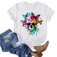 thumbnail image 1 of Maqroz Oversized Graphic Tshirts for Women Vintage Band Rock Concert Loose Tee Y2K Summer Multicolor Butterfly Skull Short Sleeve Tops, 1 of 6