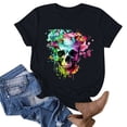 thumbnail image 1 of Maqroz Oversized Graphic Tshirts for Women Vintage Band Rock Concert Loose Tee Y2K Summer Multicolor Butterfly Skull Short Sleeve Tops, 1 of 6