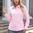 thumbnail image 1 of Maqroz Plus Size Tops For Women Long Sleeve Lapel Shirt Casual Loose Button Down Shirts Work Business Top Classic Formal Office Blouse, 1 of 7