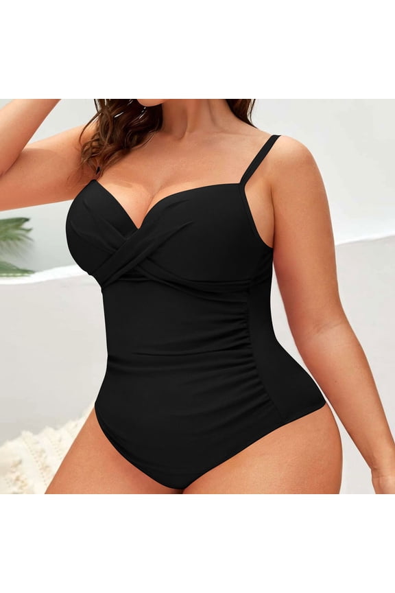 Plus Size Women's One Piece Swimsuit Tummy Control Bathing Suit Ruched Body Shaping Swimwear Beach Pool Vacation