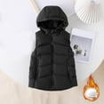thumbnail image 1 of Maqroz Puffer Vest Boys Girls Mid Length Hooded Zip Up Down Vest Winter Warm Sleeveless Quilted Jacket with Zipper Pockets Outerwear, Szies 3-12, 1 of 3