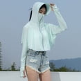 thumbnail image 1 of Maqroz Rash Guard Women UPF 50+ Sun Protection Hoodie with Face Mask and Wide Brim Full Coverage UV Long Sleeve Cropped Jacket Batwing Sleeve Lightweight Hiking Cooling Top, 1 of 7