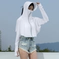 thumbnail image 1 of Maqroz Rash Guard Women UPF 50+ Sun Protection Hoodie with Face Mask and Wide Brim Full Coverage UV Long Sleeve Cropped Jacket Batwing Sleeve Lightweight Hiking Cooling Top, 1 of 7
