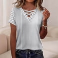 thumbnail image 1 of Maqroz Short Sleeve Shirts for Women Print Spring Summer Tops 2026 V Neck Criss Cross Tees Casual Blouses Fashion Outfits Clothes Gray XL, 1 of 9