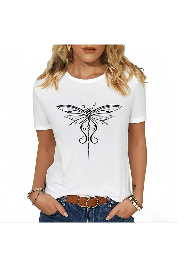 Summer Crewneck Short Sleeve Tops for Women 2025 Fashion Graphics Blouse Tie-dye Pattern Loose Casual Shirts