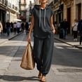 thumbnail image 1 of Maqroz Summer Outfits for Women 2 Piece Sleeveless Hooded Tank Tops Drawstring Jogger Sweatpants Casual Athletic Activewear Muscle Shirts Matching Tracksuits Sets, 1 of 9
