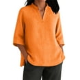 thumbnail image 1 of Maqroz Summer Tops for Women Linen Tops 2025 V Neck Lightweight Casual Cotton Shirts Trendy Blouses Loose Fit T-Shirt, 1 of 6
