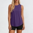 thumbnail image 1 of Maqroz Sun Protection Tank Top Women Lightweight Quick Dry UPF 50+ UV Protection Rash Guard Crew Neck Outdoor Hiking Fishing Sleeveless Shirts Basic Tee Curved Hem Tops Purple XXL, 1 of 8