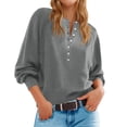 thumbnail image 1 of Maqroz Sweaters for Women Half Button Lantern Sleeves Sweater Crewneck Casual Pullover Fashion Solid Color Pullovers Comfortable Knitting Top Fall Winter Cozy Tops, 1 of 8
