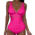 thumbnail image 1 of Maqroz Swimsuits for Women One Piece Adjustable Spaghetti Straps Swimsuit Casual Deep V Neck Swimwear Fashion Sheer Mesh Panel Bathing Suit, 1 of 8