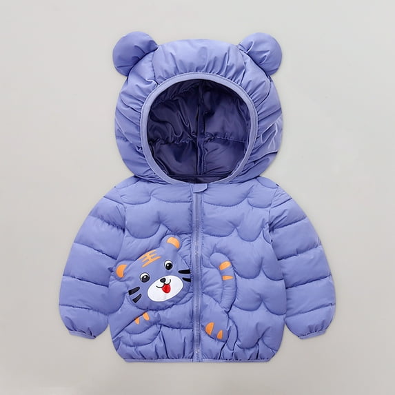 Maqroz Toddler Girl Puffer Jacket Warm Lightweight Kids Boy Winter Jacket Zip Up Cute Graphic Quilted Kids Packable Puffer Jacket Hooded Thermal Down Jackets with Pockets, Sizes 12M-5T