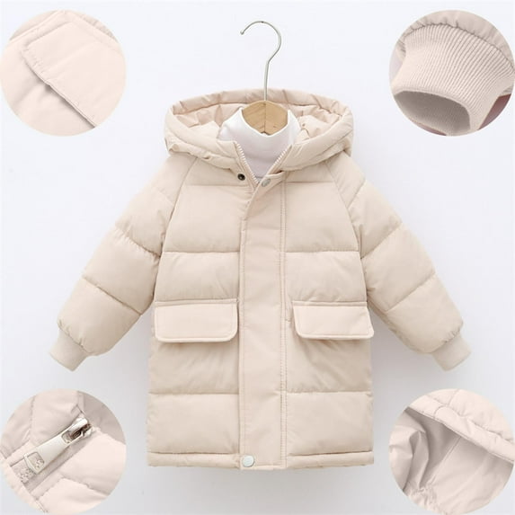 Maqroz Toddler Girl Winter Coat Kids Puffer Jacket Boys Full Zip Cozy Quilted Coat Hooded Warm Down Jackets with Pockets Outerwear, Sizes 2-12