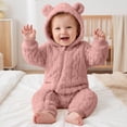 thumbnail image 1 of Maqroz Toddler Winter Warm Fleece Romper Boys Girls Long Sleeve Hooded Jumpsuit Casual Outerwear Sleepwear Fashion Playwear Zip Up Clothes with Bear Ears, 1 of 9