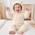 thumbnail image 1 of Maqroz Toddler Winter Warm Fleece Romper Boys Girls Long Sleeve Hooded Jumpsuit Casual Outerwear Sleepwear Fashion Playwear Zip Up Clothes with Bear Ears, 1 of 9