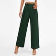 thumbnail image 1 of Maqroz Wide Leg Dress Pants for Women Plus Size Pull on Stretchy High Waist Business Casual Slacks Trousers with Pockets Loose Pleated Long Flowy Palazzo Work Pants Army Green XXL, 1 of 8