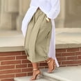 thumbnail image 1 of Maqroz Wide Leg Pants for Women Plus Size Casual Baggy Streetwear Cropped Pants Fashion Summer Pleated Capris Palazzo Trousers with Pockets Khaki XL, 1 of 9