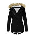 thumbnail image 1 of Maqroz Winter Coats for Women 2025 Fleece Jacket Full Zip Plus Size Warm Sherpa Hooded Parka Peacoat with Pockets Outerwear, Black XL, 1 of 4