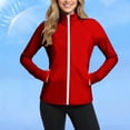 thumbnail image 1 of Maqroz Women's Lightweight Jacket Plus Size Sun Protection High Neck Long Sleeve Full Zip Workout Jacket with Pockets UPF 50+ UV Rash Guard Hiking Shirts Outdoor Red S, 1 of 7