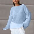 thumbnail image 1 of Maqroz Women's Sheer Long Sleeve Tops Sun Protection Crew Neck Casual Beach Cover Up See Through Mesh Blouse Long Sleeve Lightweight Pullover Layer Shirt Sky Blue M, 1 of 4