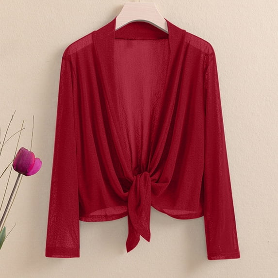 Maqroz Women's Sun Protection Cardigans Lightweight UPF 50+ Cropped Tops Long Sleeve Open Front Cardigan Stretch Fall Outfits Fashion Clothes Wine XXL