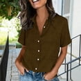 thumbnail image 1 of Maqroz Women Short Sleeve Button Down Shirt Collared Casual Blouse Soft Lightweight Fabric Summer Top for Work Office Everyday Vacation Wear, 1 of 5