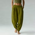 thumbnail image 1 of Maqroz Women's Baggy Harem Pants Elastic High Waist Yoga Trousers Loose Fit Lantern Pants Casual Summer Beach Wear Comfy Lounge Bottoms Army Green,XXL, 1 of 5