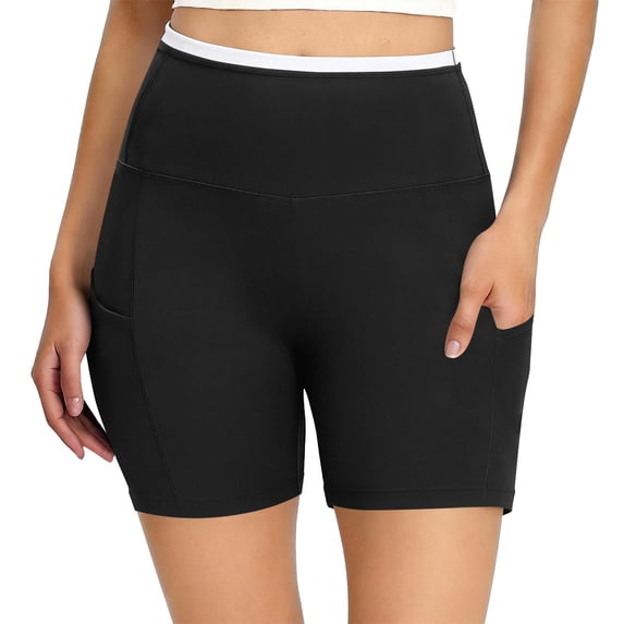 Maqroz Women's High Waisted Biker Short Soft Stretch Yoga Shorts Athletic Casual Summer Daily Wear Tummy Control for Running Workout Gym