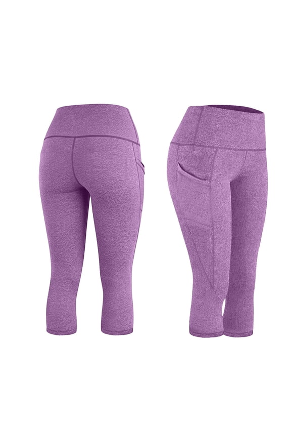 Women's High Waisted Yoga Leggings With Pockets, Ankle Length Compression Pants for Running Gym Training, Tummy Control Stretch Athletic Tights