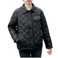 thumbnail image 1 of Maqroz Women's Winter Quilted Jackets Thick Down Coats Long Sleeve Button Down Parka Jacket Lapel Collar Zip Up Warm Barn Coats with Pockets Outerwear, Black M, 1 of 7
