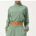 thumbnail image 1 of Maqroz Womens Half Zip UPF 50+ UV Sun Protection Shirts Long Sleeve Rash Guard Pullover Cropped Tops High Collar Outdoor Quick Dry Fishing Hiking Workout Yoga Shirts Clothes Green S, 1 of 6