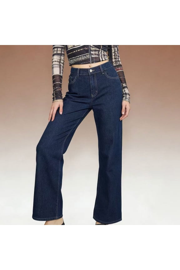 Womens High Waisted Flare Jeans Plus Size Straight Leg Lightweight Denim Casual Pull On Pants Trendy Summer Clothing 2026 with Pockets