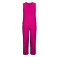 thumbnail image 1 of Maqroz Womens Matching Sets Dressy Summer Crew Neck Sleeveless Shirts and Dressy Pants Set Spring 2 Piece Outfits Set Casual Tank Tops Elastic Waist Wide Leg Lounge Pants with Pockets Hot Pink M, 1 of 3
