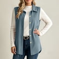 thumbnail image 1 of Maqroz Womens Outerwear Vests Collared Sleeveless Cardigans Button Down Long Jackets Loose Solid Corduroy Tops for Casual and Office, 1 of 8