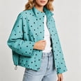 thumbnail image 1 of Maqroz Womens Polka Dot Jackets Long Sleeve Full Zip Up Stand Collar Coat Lightweight Fall Casual Daily Fashion Windbreaker Outerwear with Pockets, 1 of 7